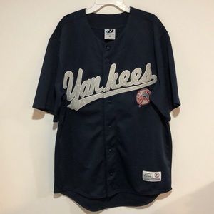 Yankees Button Down Shirt Blue Medium